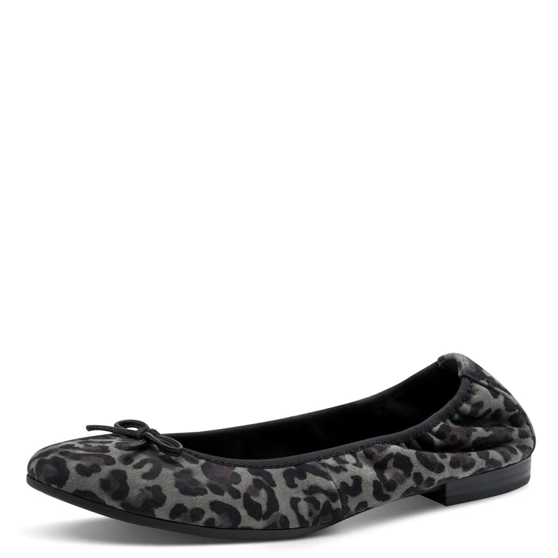 Tamaris Women's Leather Ballerina Shoes, Grey Leopard, 9 UK