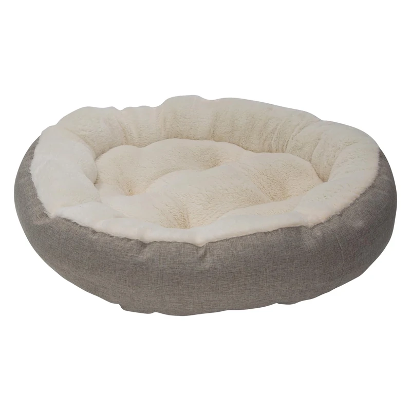 JACK AND VANILLA, Nimba Nimba Comfortable Round Shape Basket for Dogs and Cats, Stylish Design in Sand Colour, Easy to Clean, Dimensions 65 x 65 x 17 cm