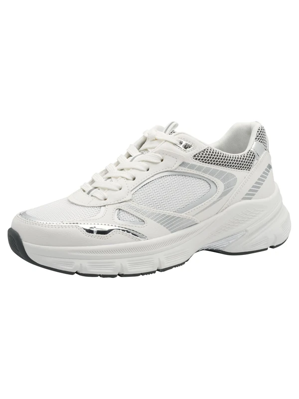 Tamaris Women's Low 1-23759-45 Trainers, White/Silver, 41 EU, White Silver, 8 UK