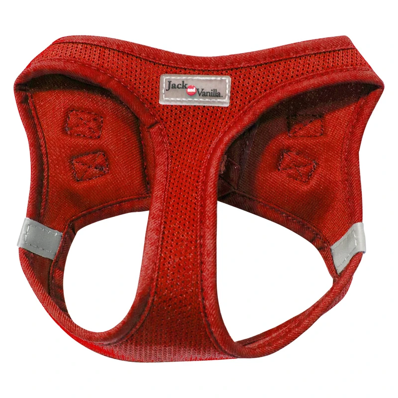 JACK AND VANILLA, Comfortable Mesh Dog Harness, Adjustable 55-62 cm, Reflective Straps, Stylish Red Design, Secure and Practical, Size XL, Colour: Red, Expedition Model