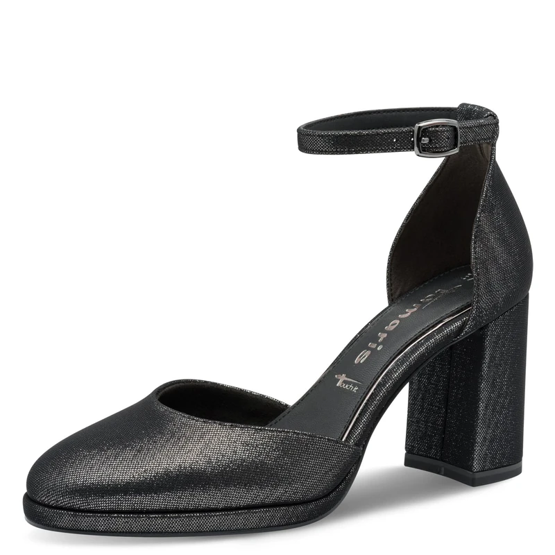 Tamaris Women's Damen Pump with Strap 1-22463-45, Pewter Glam, 4 UK