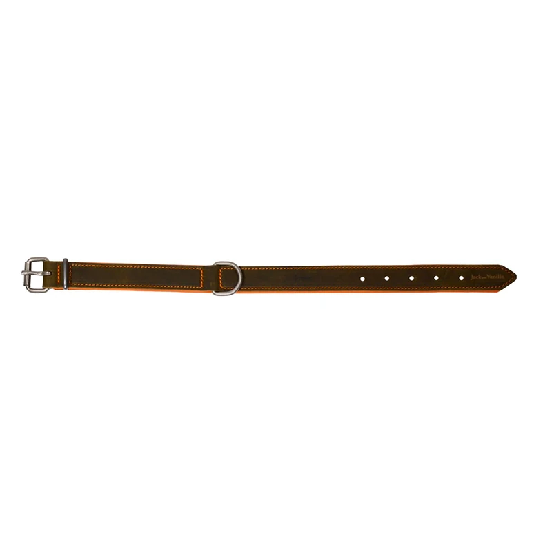 JACK AND VANILLA, Stylish Leather Pet Collar, Adjustable, Comfortable and Durable, Perfect for a Refined Look, Size 25 mm x 45 cm, Olive Green, Modena