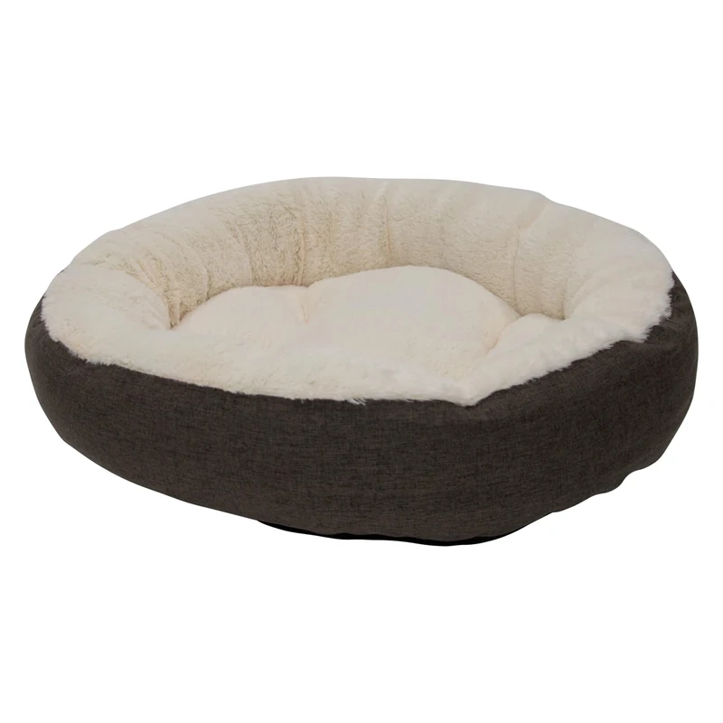 JACK AND VANILLA, Comfortable Round Bed for Dogs and Cats, Elegant Design in Dark Brown, Easy to Clean, Dimensions 65 x 65 x 17 cm, Perfect for a Cosy Rest