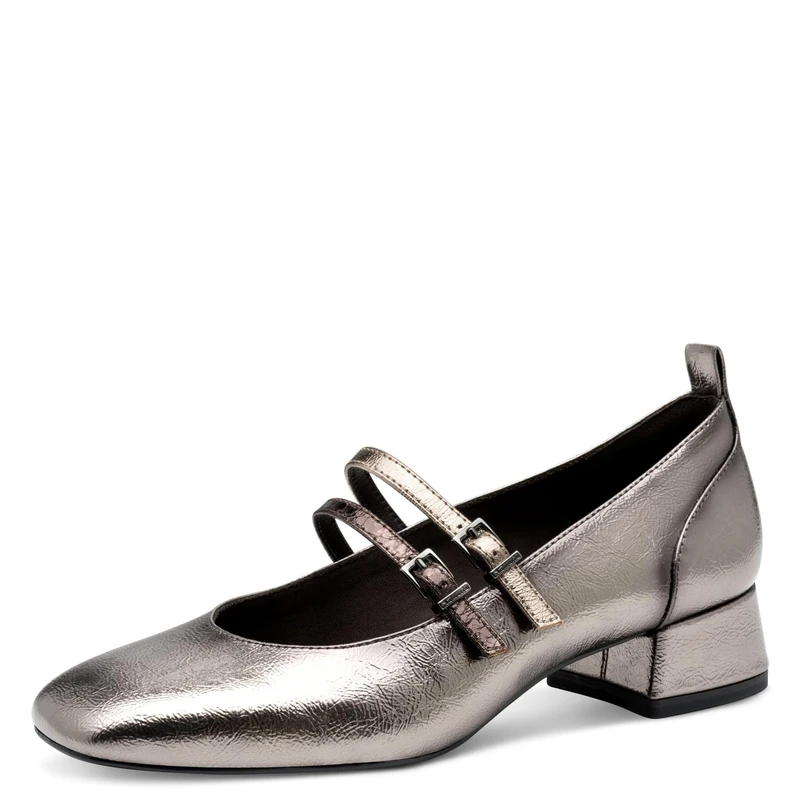 Tamaris Women's Pump with Strap 1-22318-43 Pumps, Pewter Comb, 39 EU, Pewter Comb, 7 UK