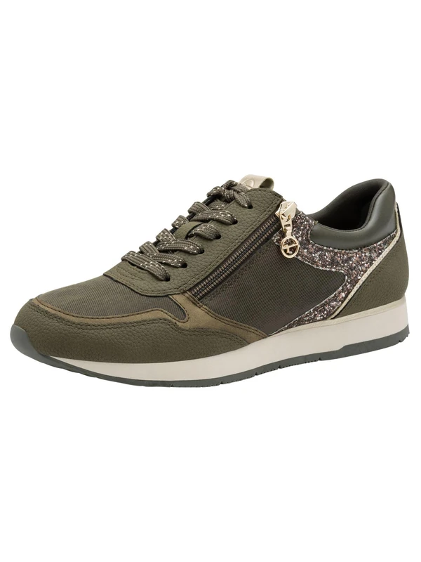 Tamaris Women's Vegan Sporty Lace-Up, Olive Comb, 6.5 UK