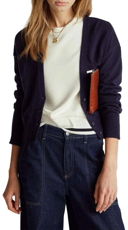 United Colors of Benetton Women's Cardigan Sweater, Blue, XL