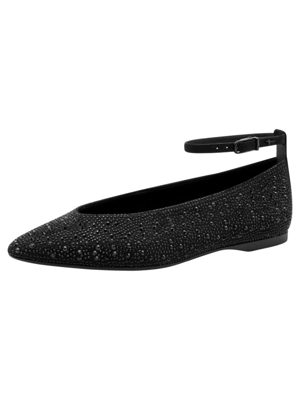 Tamaris Women's Ballerina Strap 1-22162-45 Ballet Flats, Black Plain, 40 EU, Plain Black, 8 UK