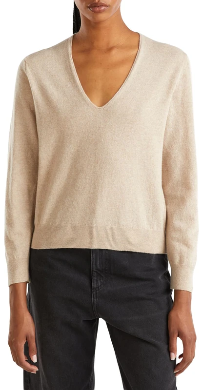 United Colors of Benetton V Neck Jersey M/L, Beige, XL