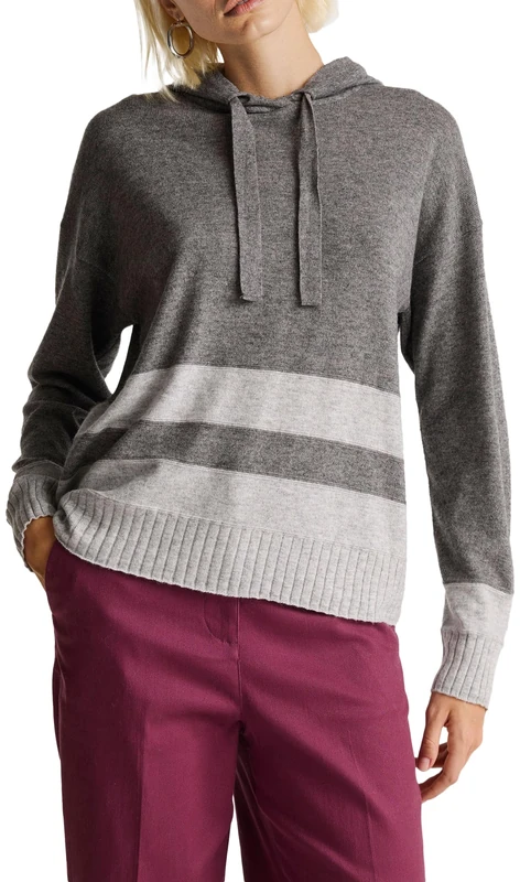 United Colors of Benetton Women's Maglia C/CAPP. M/L 102he203v Sweater, Grey, M