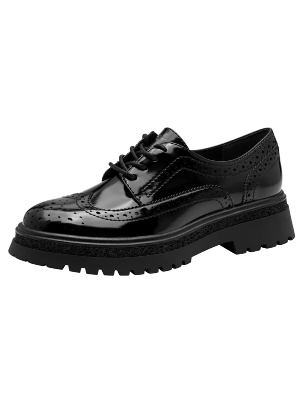Tamaris Women's Damen Lace-up 1-23619-45 Oxford Flat, Black, 4 UK