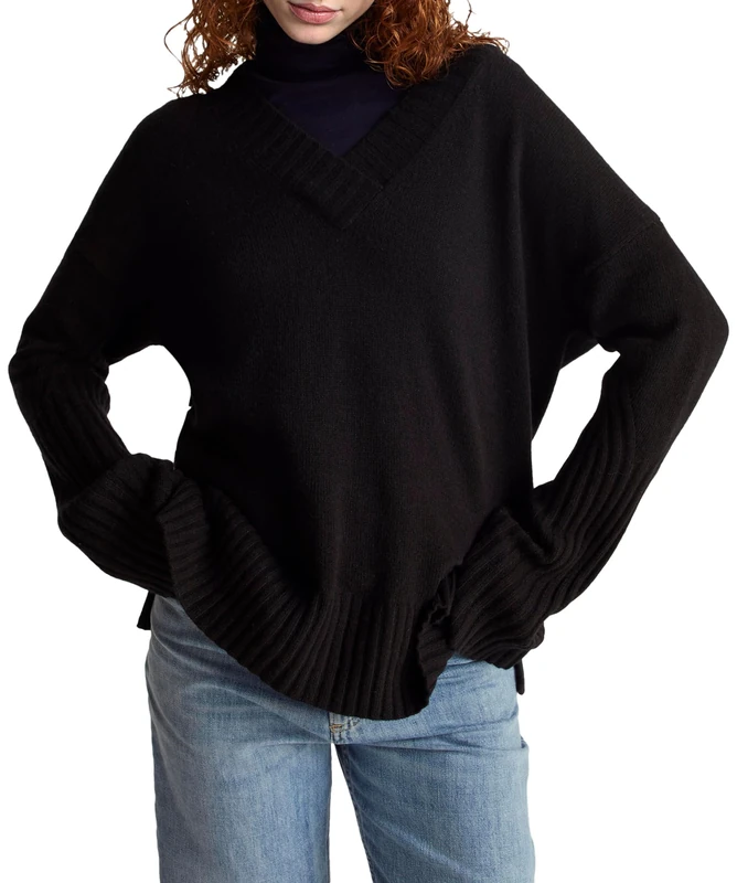 United Colors of Benetton V Neck Jersey M/L, Black, S