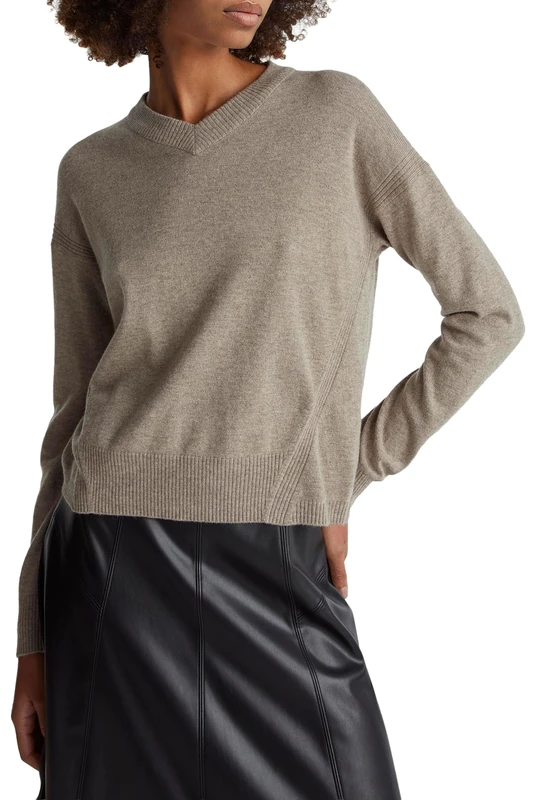 United Colors of Benetton V Neck Jersey M/L, Brown, M