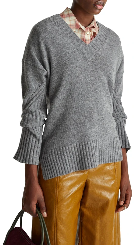 United Colors of Benetton V Neck Jersey M/L, Grey, L