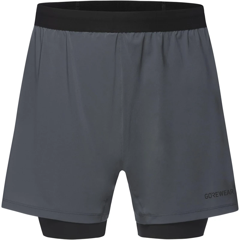 GORE WEAR Mens Concurve 5” 2in1 Shorts, Lab Graphite/Black, XS EU
