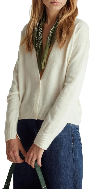 United Colors of Benetton Women's Cardigan Sweater, White, M