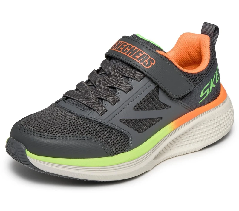 Skechers Boy's Go Run Elevate 2.0 Find My Sneakers, Charcoal Textile/Charcoal Synthetic/Orang, 3 UK Child