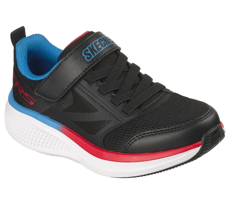 Skechers Boy's Go Run Elevate 2.0 Find My Sneakers, Black Textile/Black Synthetic/Red & Blue, 4 UK Child