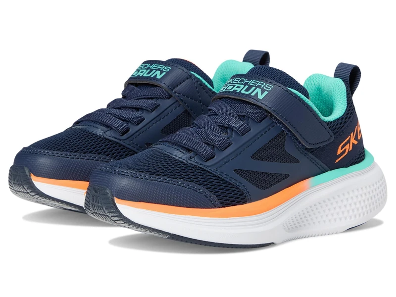 Skechers Boy's Go Run Elevate 2.0 Find My Sneakers, Navy Textile/Navy Synthetic/Orange & Blue, 2 UK Child
