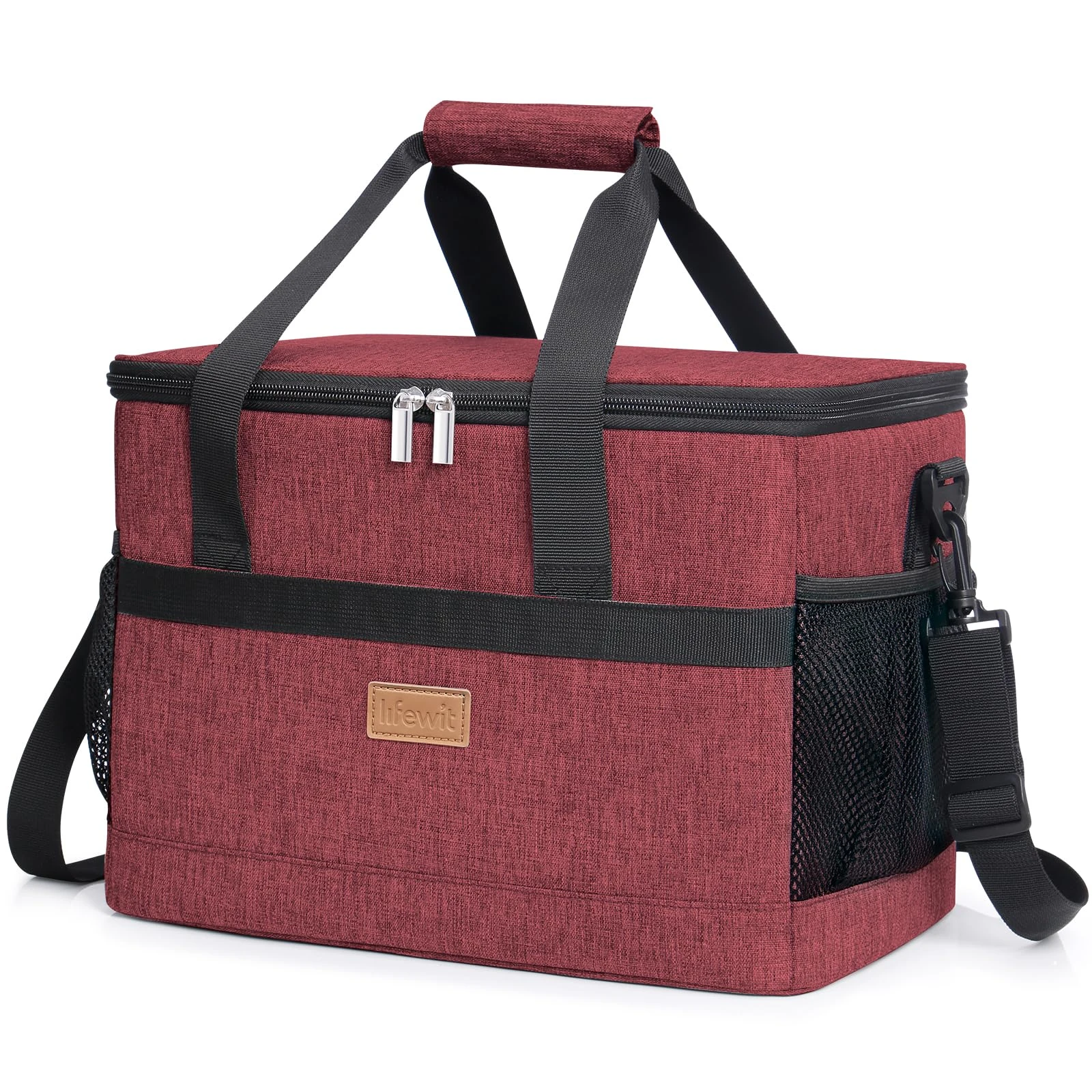 Lifewit Cooler Bag 30 Cans Collapsible and Insulated Large Lunch Bag Leakproof Soft Cooler Portable for Camping/BBQ/Family Outdoor Activities, Wine Red