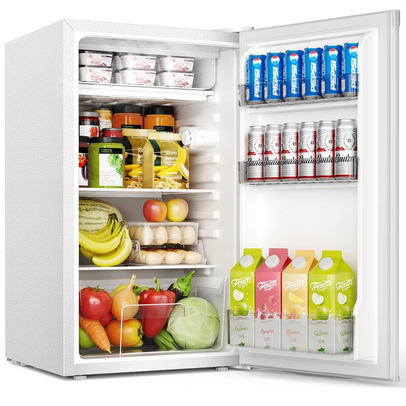 EUHOMY 91L Under Counter Fridge Freezer with Cooler Box, Undercounter Mini Fridge, 7-Stage Thermostat, 82L Refrigerator & 8L Freezer, 39dB Ultra-Quiet Energy Efficient for Dorm/Office/Bedroom, White