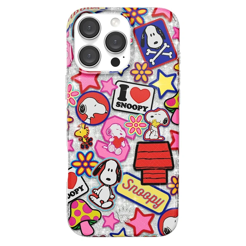 Velvet Caviar x Snoopy Phone Case for iPhone 16 Pro Max - Compatible with MagSafe [10ft Drop Tested] - Snoopy Patchwork Glitter