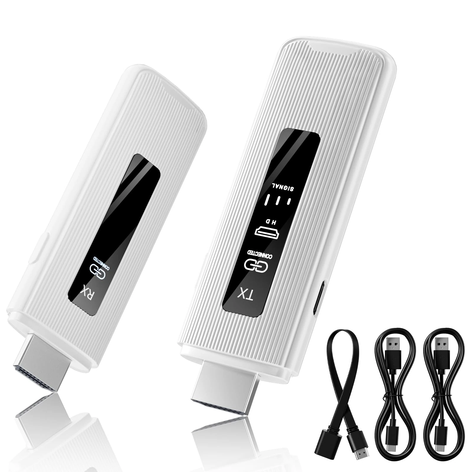 ICZI 4K Wireless HDMI Transmitter and Receiver,With LED Screen Display, 165ft/50m, 2.4G/5G Wireless HDMI for Streaming Video and Audio to TV/Projector/Laptop/PC/TV Box, 1080P Output (White)