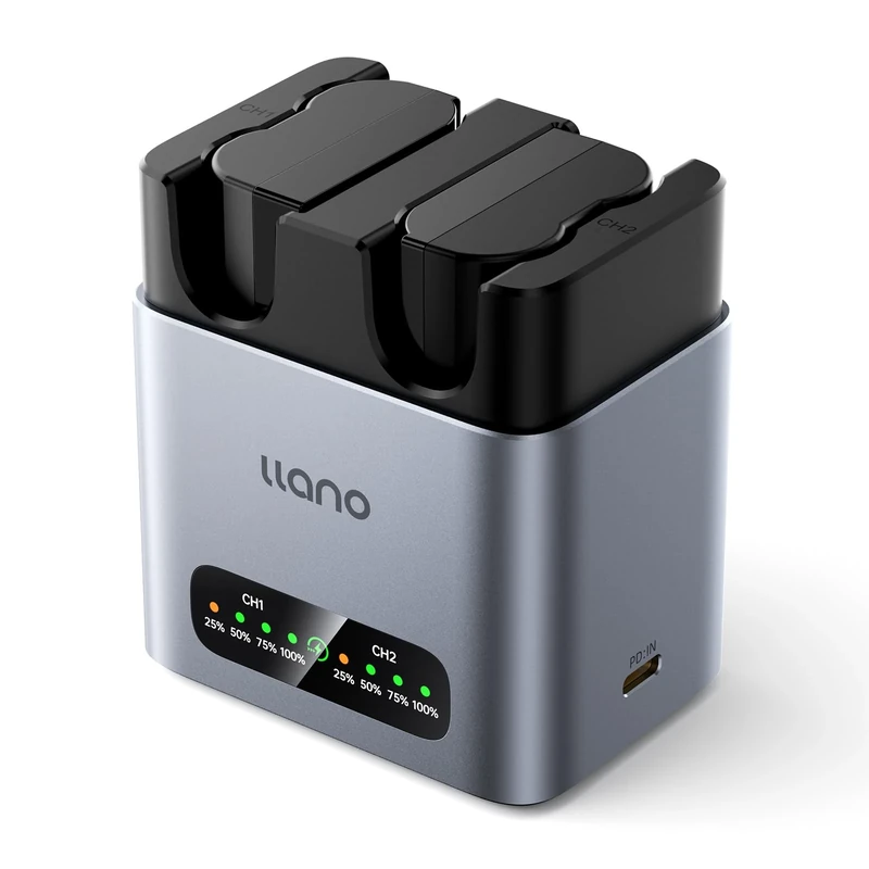 llano 2-Pack 1350mAh EN-EL25 Batteries and 20W Fast Charger for Nikon Z50 II, Z50, Z30, ZFC, Heat Dissipation Aluminum Alloy Body, 2H Full Charged, LED Display