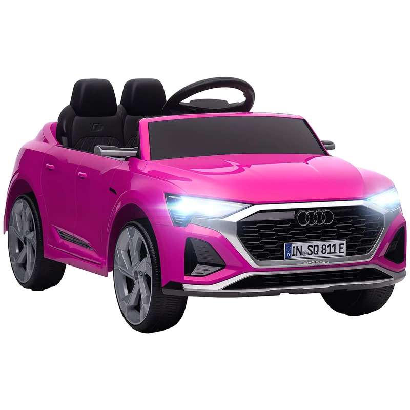 AIYAPLAY Audi Q8 E-tron Licensed Electric Car for Kids, 12V Electric Ride on Sportback Design with Remote Control, 4 Suspension Wheels, LED Lights, Music, Horn, for Ages 3-4 - Pink