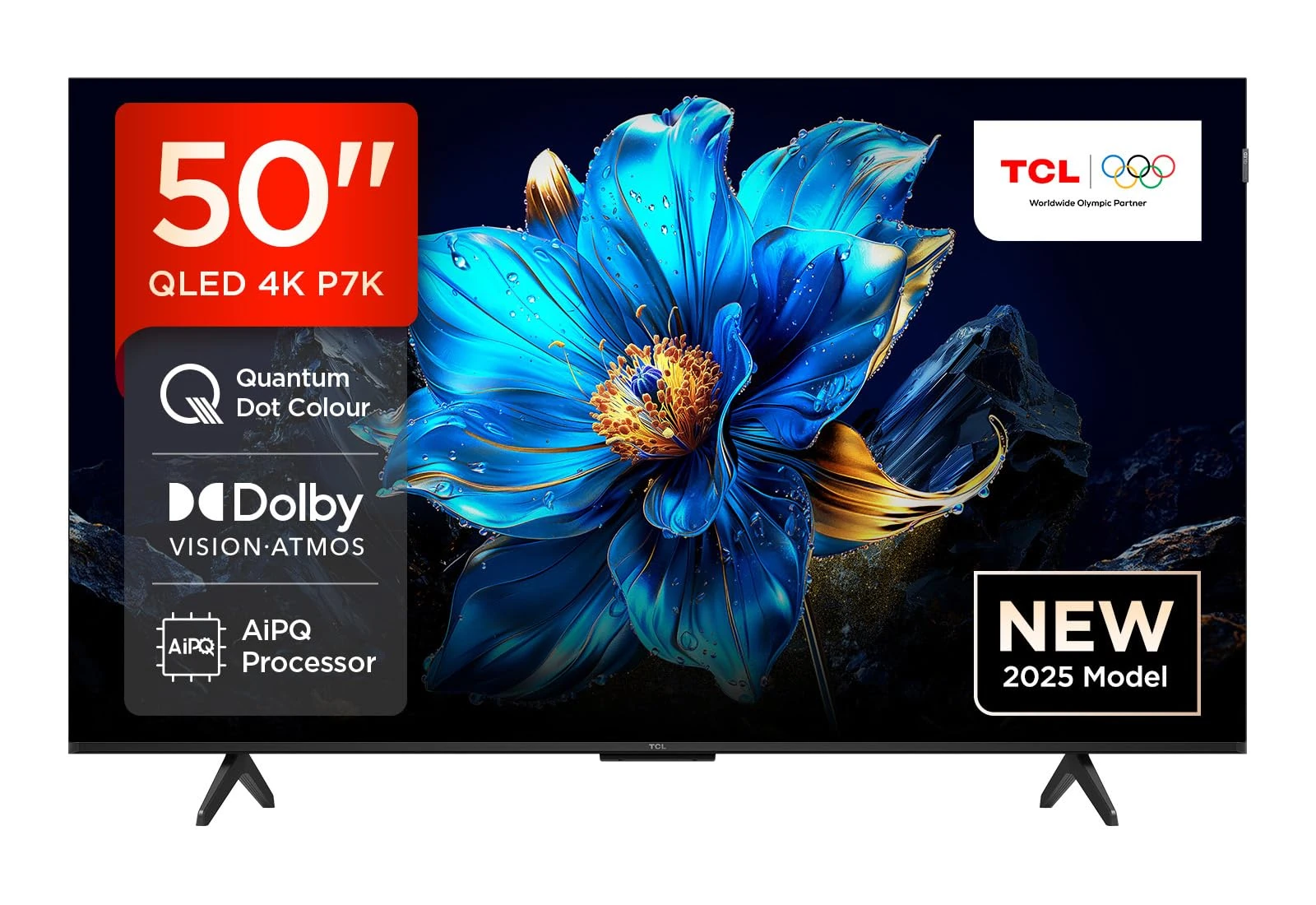 TCL 50P7K-UK 50" QLED 4K Ultra HD HDR Google TV (Google Assistant, Freeview Play, Dolby Atmos, Dolby Vision, HDR10+, Motion Clarity，2025 New Model)