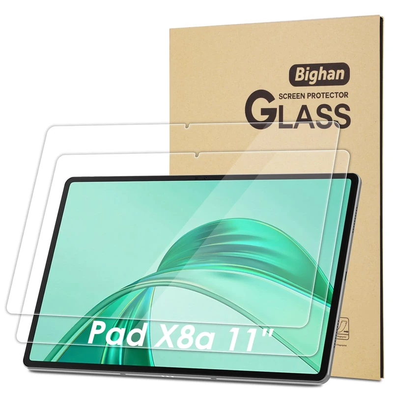 Bighan 2 Pack Screen Protector Compatible with Honor Pad X8a 11", 9H Hardness Tempered Glass Film Clear Anti-Bubble Full Coverage foil