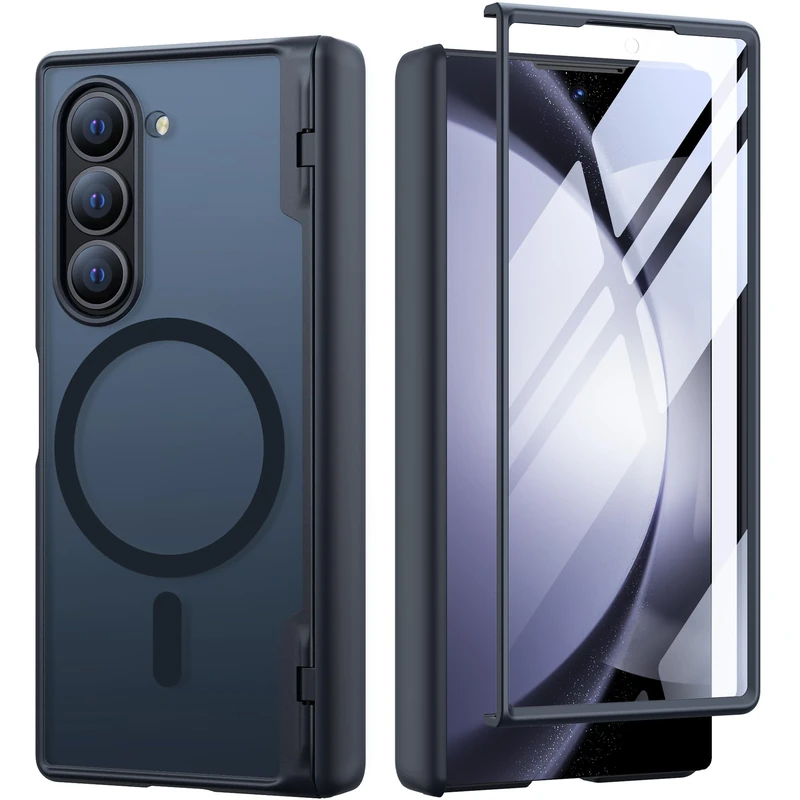 MOBOSI Magnetic for Z Fold 6 Case, [Compatible with Magsafe], Built-in Hinge Protection & Front Screen Protector, Full Body Rugged Shockproof Phone Case Cover for Samsung Galaxy Z Fold6, Matte Black