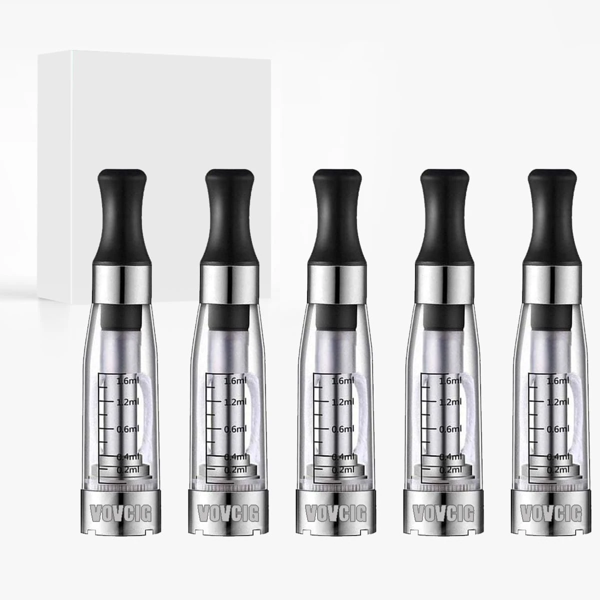 VOVCIG 5 Pack of CE4 Transparent Clear Vapor Atomizer/Atomiser, E Cig Clearomiser/Clearomizer, fits ego MT3/CE4/CE5/CE6 battery of E Cigarette Vape Pen - No E-liquid, No Nicotine