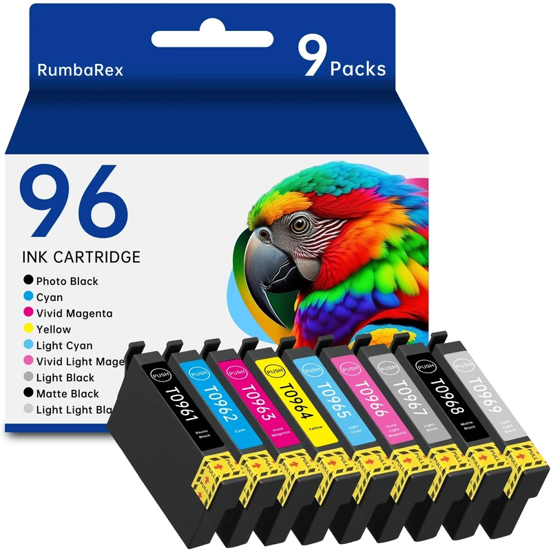 96 Ink Cartridges R2880 Ink Cartridges 9-Color Set T096 T0961 T0962 T0963 T0964 T0965 T0966 T0967 T0968 T0969 Ink Replacement for 96 UltraChrome K3 Ink Cartridge for Stylus Photo R2880 Printer Ink