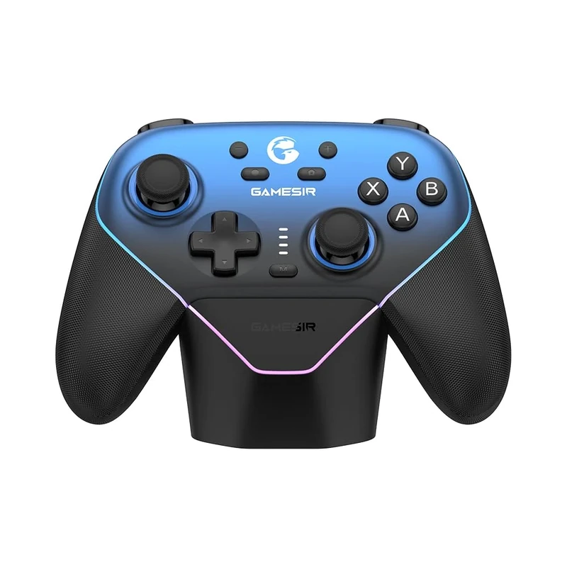 GameSir Super Nova Wireless Gaming Controller for PC/Switch/iOS/Android, Hall Effect Stick & Trigger, Rubberized Grips, RGB Lighting, Swappable ABXY, Detachable Faceplate, 1000mAh with Charging Dock