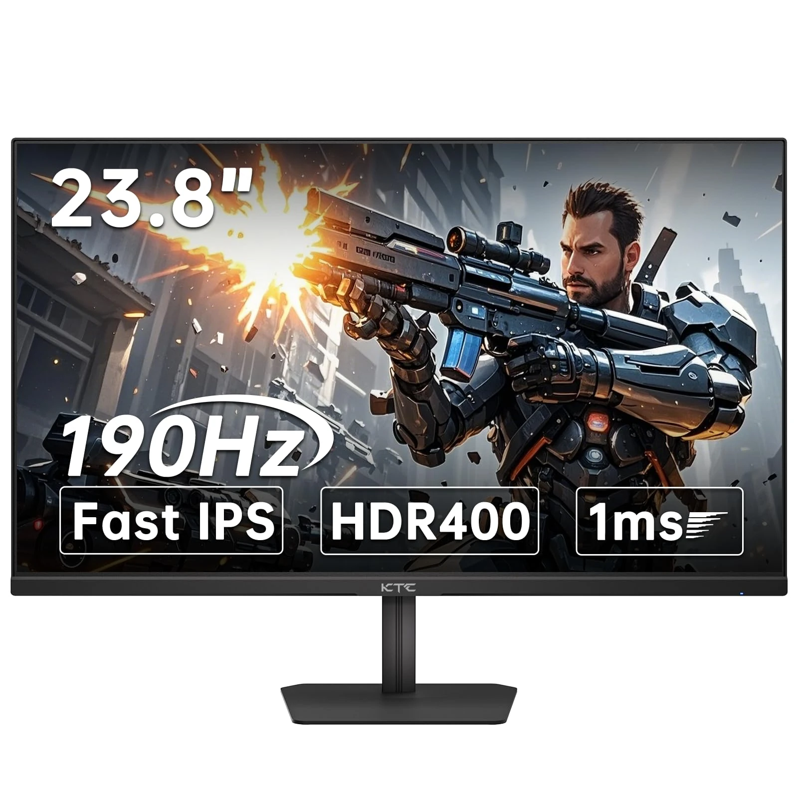KTC 24 inch 190Hz/180Hz Gaming Monitor,HDR 400 Fast IPS Screen,FHD 1080P Monitor, 133% sRGB,AdaptiveSync,1ms Response Time,HDMI *2&DP*1,Tilt Adjustable, Eye Care