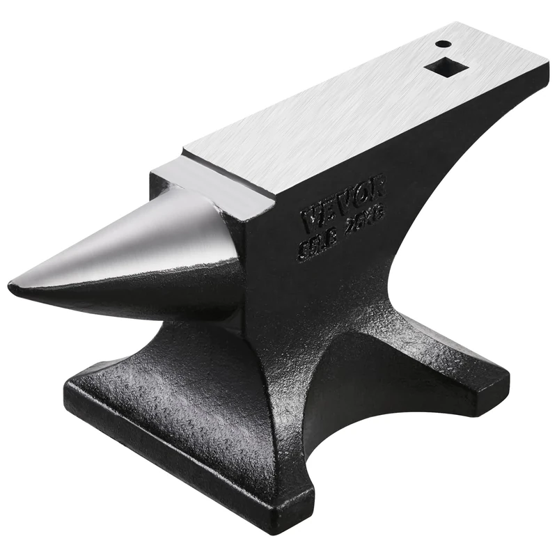 VEVOR Single Horn Anvil, 55lbs Cast Steel Anvil, High Hardness Rugged Round Horn Anvil for Blacksmiths, with Large Countertop and Stable Base, Metal Working Tool for Metal Bending, Shaping, Twisting