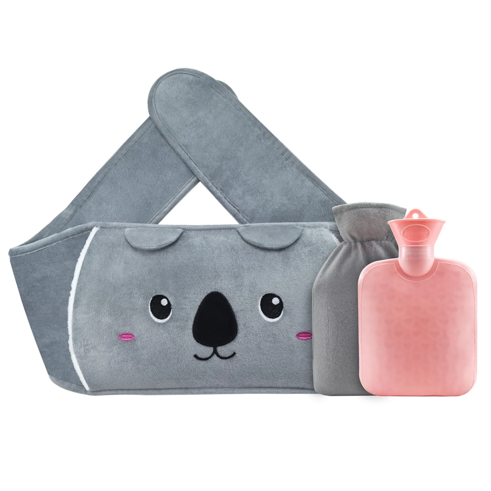 Hot Water Bottle Belt,Wearable Long Hot Water Bottle with Cover Warm Water Bag with Soft Flannel Cover Waist, Rubber Hot Water Bag Hot Water Pouch, for Neck, Period Pain, Shoulder, Waist Warm