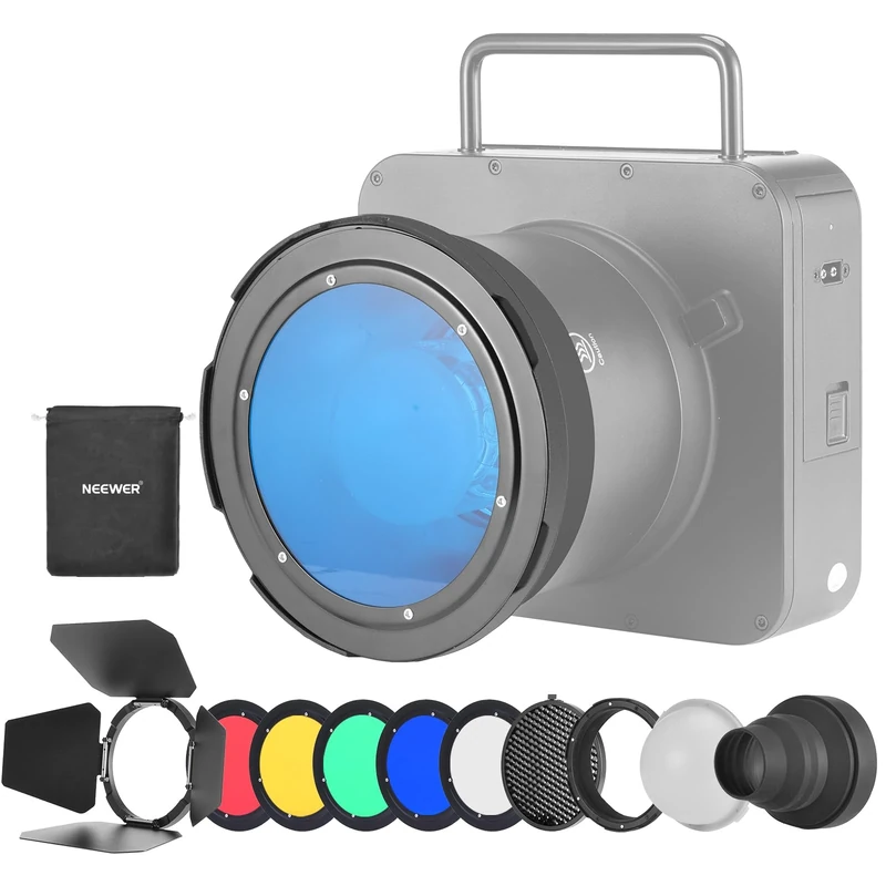 NEEWER CQB1 Magnetic Flash Accessories Kit Exclusively for Q4/Q6 Outdoor Studio Photography Flash, Includes 10pcs Light Control Flash Modifier Diffuser Adapter