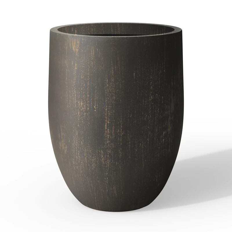 Kante 21.7" H Antique Bronze Tall Planter, Large Outdoor Indoor Decorative Pot with Drainage Hole and Rubber Plug, Modern Round Style for Home and Garden