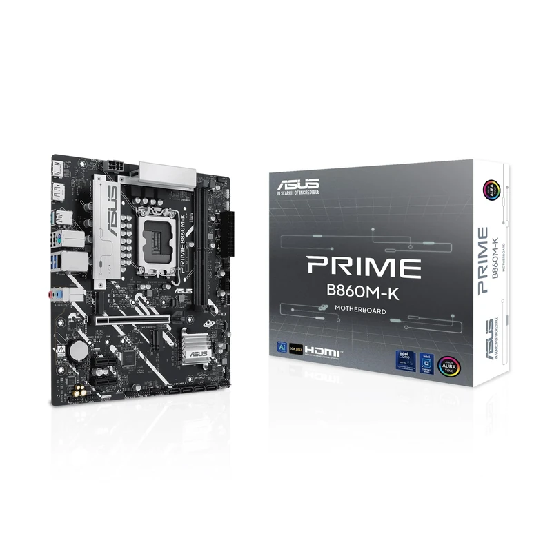 ASUS PRIME B860M-K Intel mATX motherboard, 6+1+1+1 Discrete MOS, DDR5, PCIe 4.0, 2xM.2 slots, Realtek 2.5Gb Ethernet, DisplayPort, HDMI,USB 10Gbps, front USB 5Gbps Type-C
