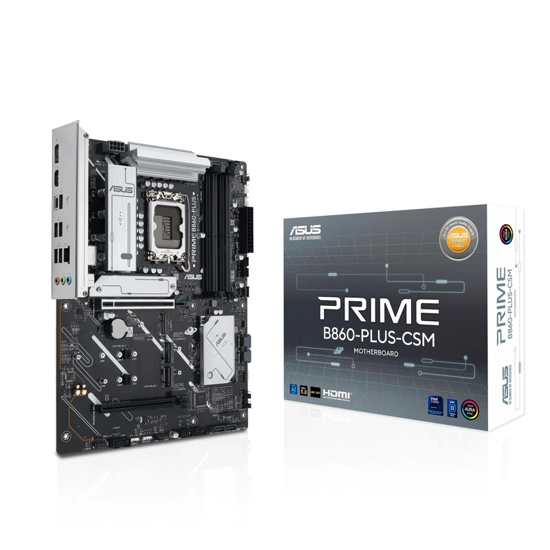 ASUS Prime B860-PLUS-CSM Motherboard Socket Intel LGA 1851 (Intel B860, ATX, DDR5 Memory, PCIe 5.0 x16 SafeSlot, 3X PCIe 4.0 M.2, HDMI, DisplayPort, USB 20Gbps, USB 5Gbps Type-C)