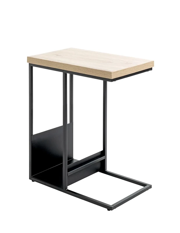 HAKU Möbel Side Table Oak Black MDF Metal Dimensions W 30 x H 60 x D 50 cm Style: Modern