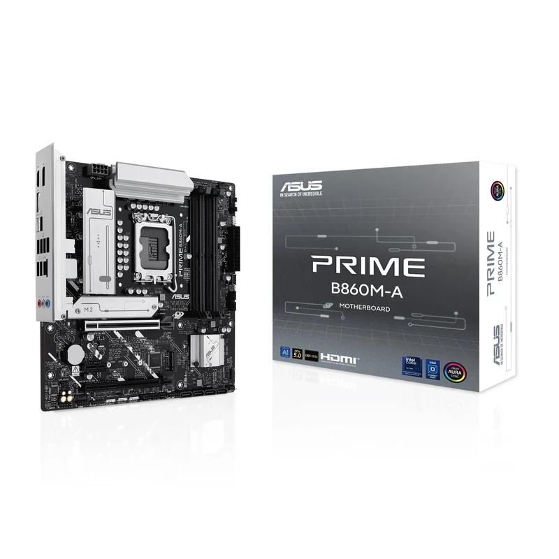 ASUS PRIME B860M-A Intel mATX motherboard, 7+1+1+1 80A DrMOS power stages, DDR5, PCIe 5.0, 2xM.2 slots, Realtek 2.5Gb Ethernet, dual DisplayPort, HDMI,rear USB 20Gbps Type-C