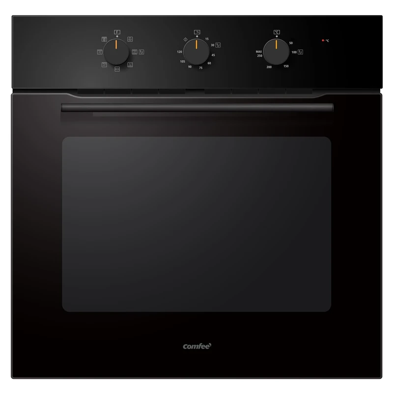 COMFEE' 60L, 60cm Wide, Single Electric Built-in Fan Oven, 8 Oven Function with Air Fry, Multiphase Cooking and Easy Cleaning Removable Door - CBO60M80M1-BK