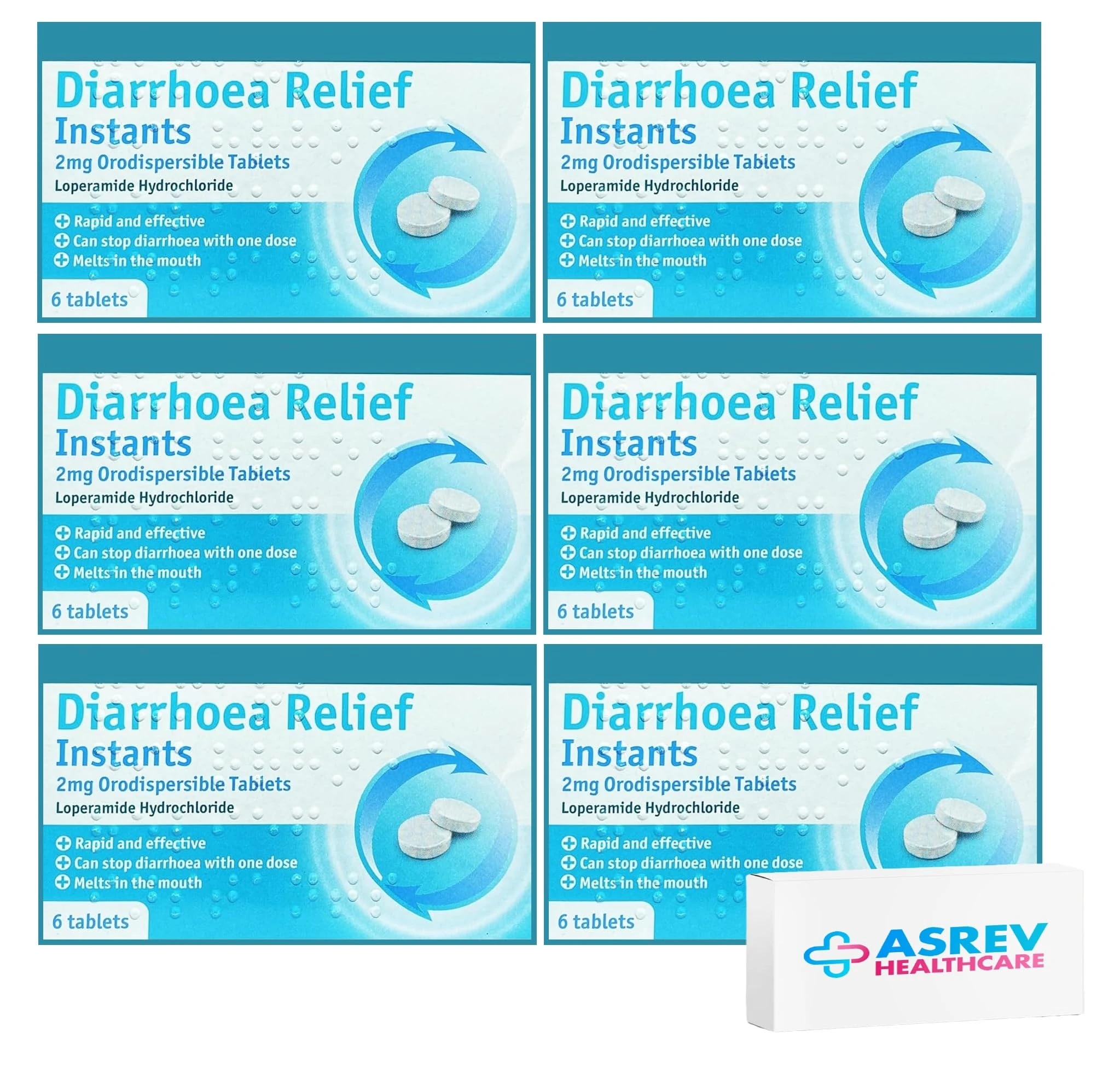 Diarrhoea Relief Instants 2mg Orodispersible Tablets Loperamide Hydrochloride - 6x6-36 Instant Melts (GSL)