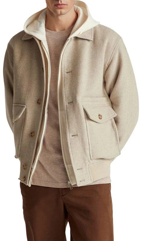 United Colors of Benetton Men's Giubbotto 23peun06n Jacket, Beige, M
