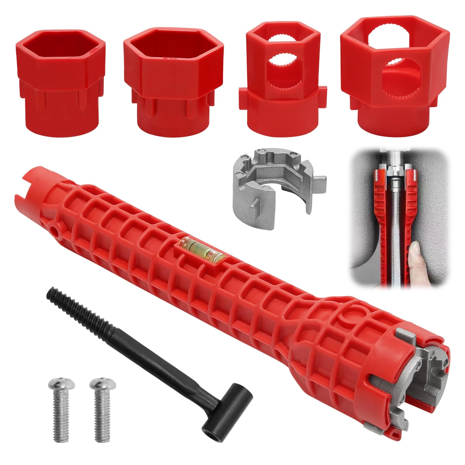 14 in 1 Faucet Wrench Tool, Multi-Functional Tap Spanner with Anti-Slip & Comfortable Grip, Plumbing Tool for Tight Spaces in Sink, Bathroom, Kitchen, Plumbing Repair