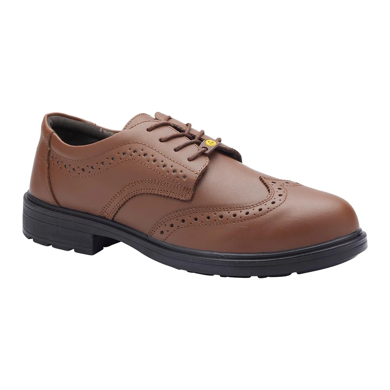 Blackrock ESD Brogue Smart Safety Shoes, Composite, Brown, Metal-Free Toe Cap Shoes, Smart, Leather, Brogue, Office Safety Footwear, UK Size 12 / EU 47