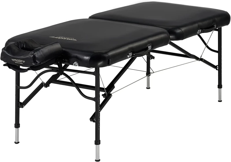 Master Massage 76CM StratoMaster LX Ultra-Lightweight Aluminum Portable Massage Table Package – Versatile Tattoo Bed and Lash Table in Black, Ideal for Travel!