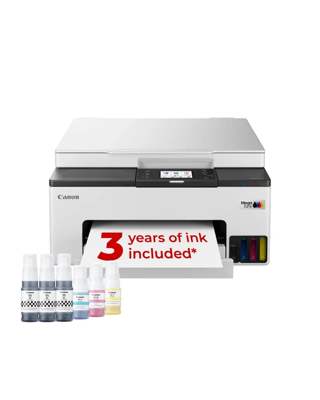 Canon MAXIFY GX1050 Wireless Colour 3-in-1 Refillable MegaTank Inkjet Printer - A4 Print, Copy, Scan - Wi-Fi, Cloud Link, Ethernet Connectivity - Home Office Printer, Includes 6 x Ink Bottles